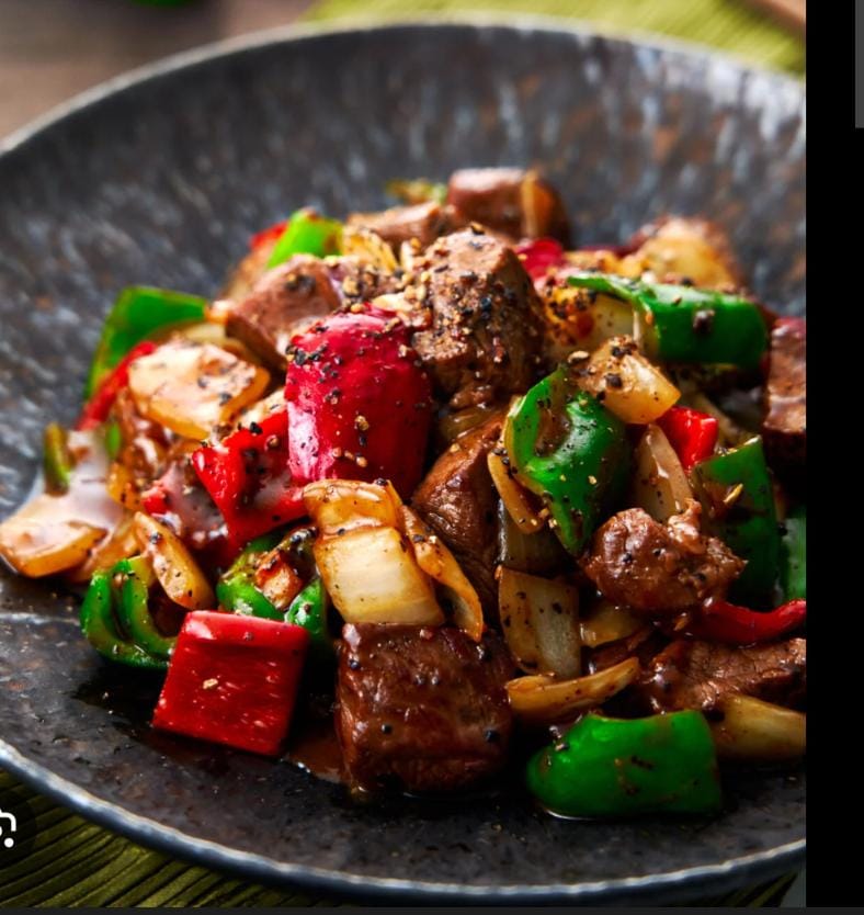 Shallow fried beef chunks