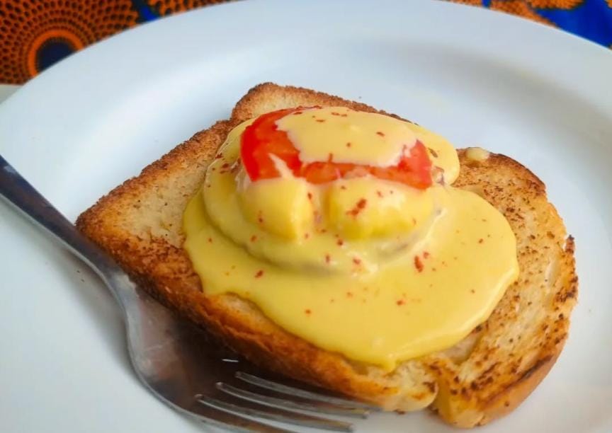 Egg Benedictine on bread toast